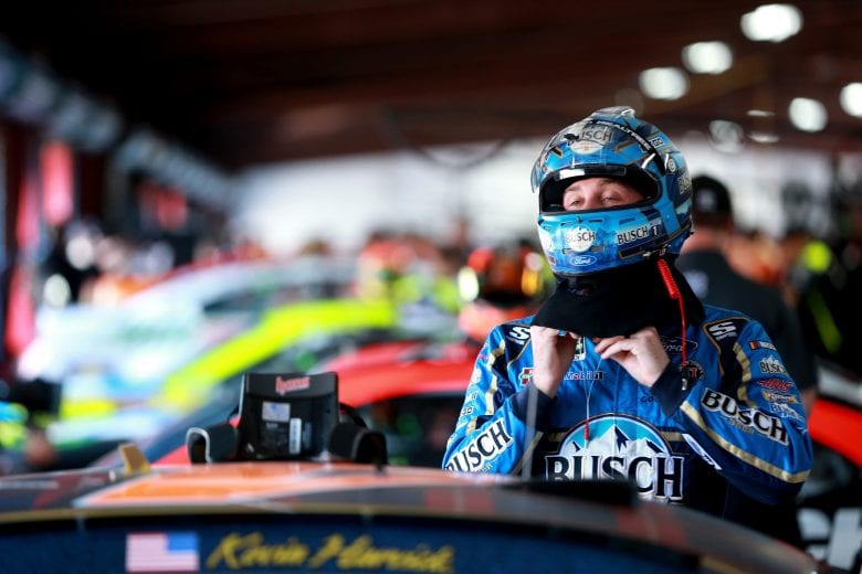 TALLADEGA, AL - APRIL 26:  Kevin Harvick, driver of the #4 Busch Beer Flannel Ford, stands in the garage during practice for the Monster Energy NASCAR Cup Series GEICO 500 at Talladega Superspeedway on April 26, 2019 in Talladega, Alabama.  (Photo by Sean Gardner/Getty Images) | Getty Images