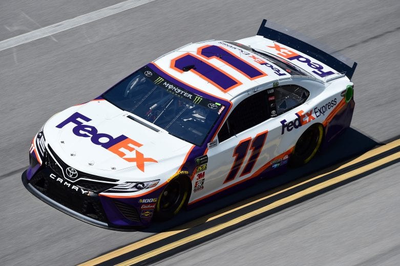 TALLADEGA, AL - APRIL 26: Denny Hamlin, driver of the #11 FedEx Express Toyota, practices for the Monster Energy NASCAR Cup Series GEICO 500 at Talladega Superspeedway on April 26, 2019 in Talladega, Alabama. (Photo by Jared C. Tilton/Getty Images) | Getty Images