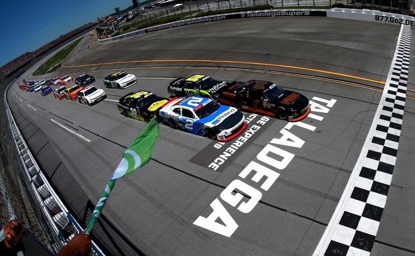 TALLADEGA, AL - APRIL 27: Michael Annett, driver of the #1 TMC Transportation Chevrolet, leads the field to the green flag during the NASCAR Xfinity Series MoneyLion 300 at Talladega Superspeedway on April 27, 2019 in Talladega, Alabama. (Photo by Sean Gardner/Getty Images) | Getty Images