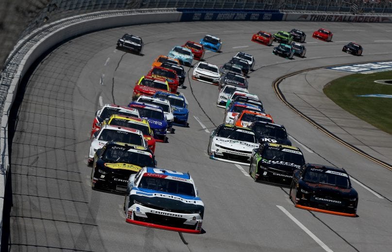 TALLADEGA, AL - APRIL 27: Tyler Reddick, driver of the #2 Roland Chevrolet, leads a pack of cars during the NASCAR Xfinity Series MoneyLion 300 at Talladega Superspeedway on April 27, 2019 in Talladega, Alabama. (Photo by Sean Gardner/Getty Images) | Getty Images