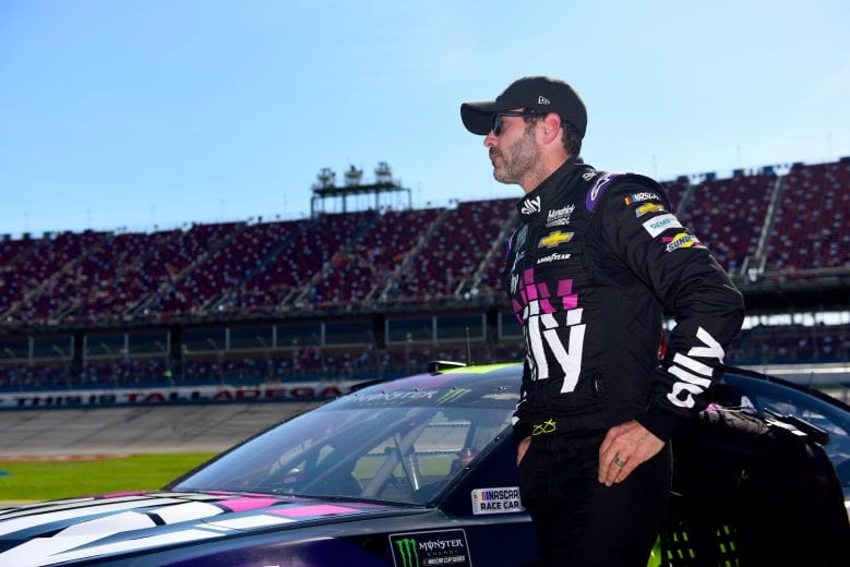 TALLADEGA, AL - APRIL 27:  Jimmie Johnson, driver of the #48 Ally Chevrolet, stands on the grid during qualifying for the Monster Energy NASCAR Cup Series GEICO 500 at Talladega Superspeedway on April 27, 2019 in Talladega, Alabama.  (Photo by Jared C. Tilton/Getty Images) | Getty Images