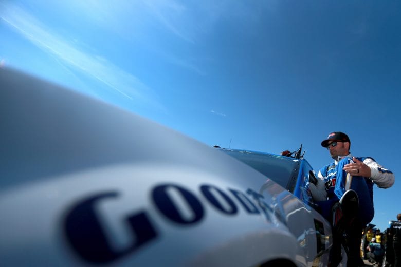 TALLADEGA, AL - APRIL 27:  Paul Menard, driver of the #21 Quick Land Tire & Auto Center Ford, climbs into his car during qualifying for the Monster Energy NASCAR Cup Series GEICO 500 at Talladega Superspeedway on April 27, 2019 in Talladega, Alabama.  (Photo by Sean Gardner/Getty Images) | Getty Images