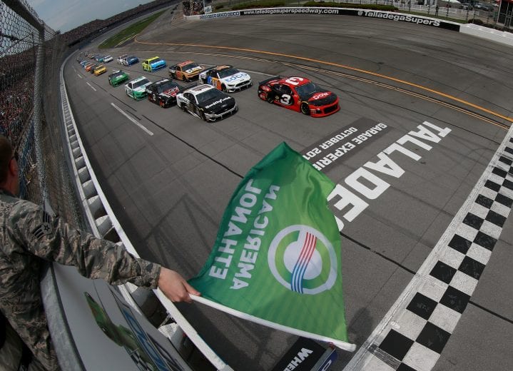 TALLADEGA, AL - APRIL 28: Austin Dillon, driver of the #3 Dow Chevrolet, leads the field to the green flag during the Monster Energy NASCAR Cup Series GEICO 500 at Talladega Superspeedway on April 28, 2019 in Talladega, Alabama. (Photo by Sean Gardner/Getty Images) | Getty Images