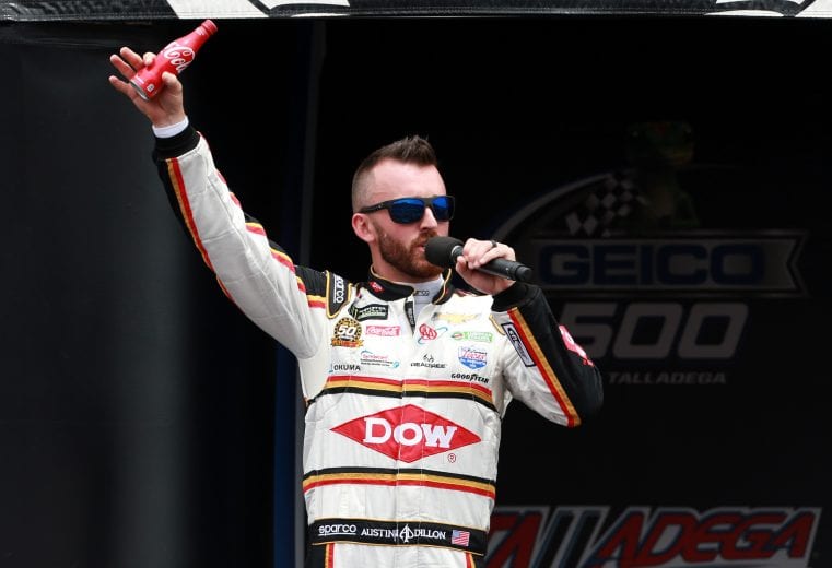 TALLADEGA, AL - APRIL 28:  Austin Dillon, driver of the #3 Dow Chevrolet, is introduced prior to the Monster Energy NASCAR Cup Series GEICO 500 at Talladega Superspeedway on April 28, 2019 in Talladega, Alabama.  (Photo by Sean Gardner/Getty Images) | Getty Images