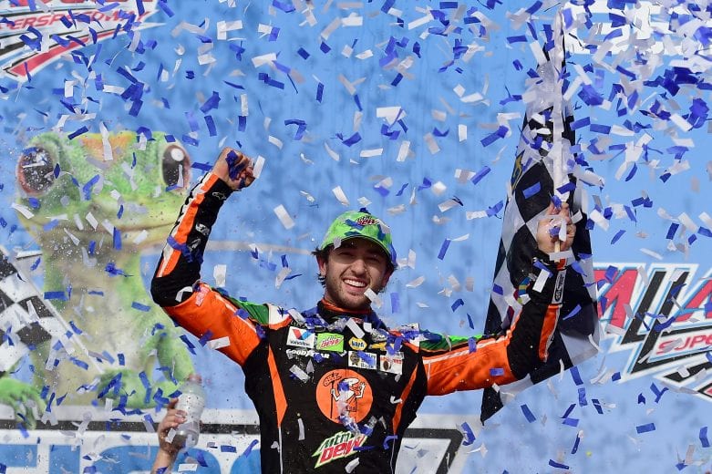 TALLADEGA, AL - APRIL 28: Chase Elliott, driver of the #9 Mountain Dew/Little Caesar's Chevrolet, celebrates in Victory Lane after winning the Monster Energy NASCAR Cup Series GEICO 500 at Talladega Superspeedway on April 28, 2019 in Talladega, Alabama. (Photo by Jared C. Tilton/Getty Images) | Getty Images