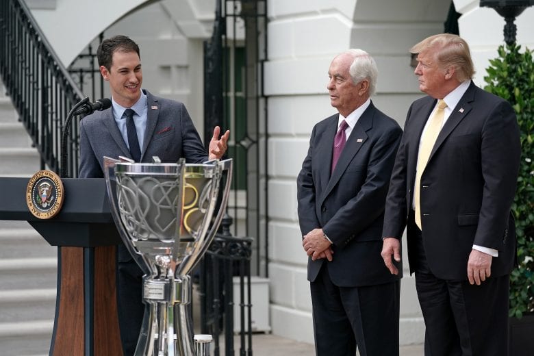 Joey Logano and President Donald Trump at the White House.