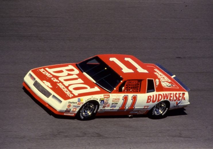 1986:  Darrell Waltrip edged closed to Dale Earnhardt's national points leads, with a victory at Bristol's Busch 500 in 1986. Earnhardt encountered some problems with a lapped car, allowing Waltrip to close within 121 points of him.  (Photo by ISC Archives via Getty Images)