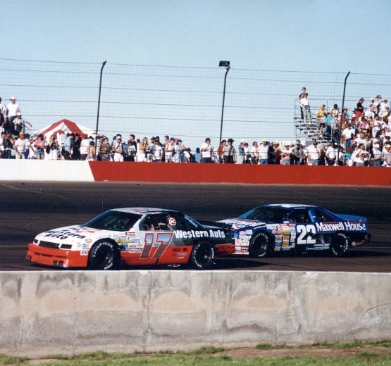 1992:  Darrell Waltrip found Bristol's new concrete surface to his liking in 1992, as he captured the Bud 500 there. Sterling Marlin (No. 22) races here with Waltrip.  (Photo by ISC Archives via Getty Images)