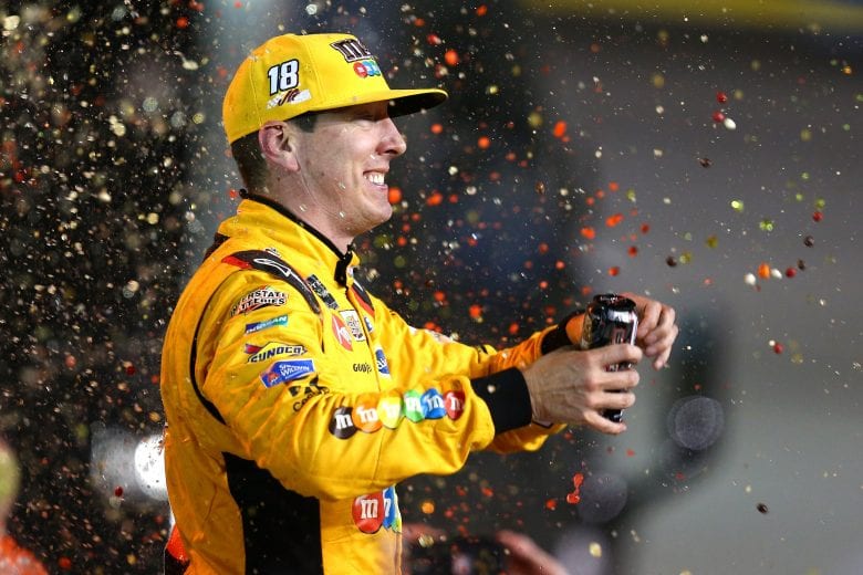 Kyle Busch celebrates winning at Richmond in 2018.