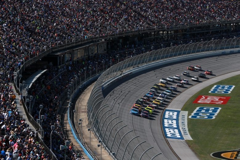 TALLADEGA, AL - APRIL 29:  Cars race during the Monster Energy NASCAR Cup Series GEICO 500 at Talladega Superspeedway on April 29, 2018 in Talladega, Alabama.  (Photo by Sean Gardner/Getty Images) | Getty Images