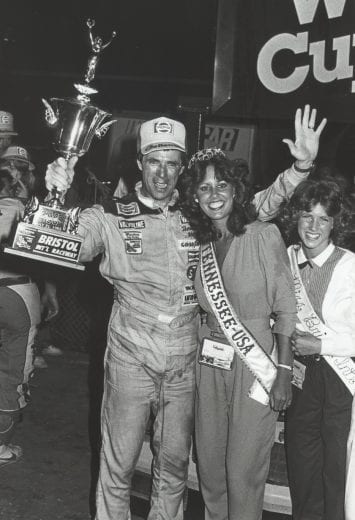 BRISTOL, TN - MAY 21;  Darrell Waltrip celebrates after winning the Valleydale 500.  Waltrip would take home $29,965 for the win. (Photo by Racing Photo Archives/Getty Images)
