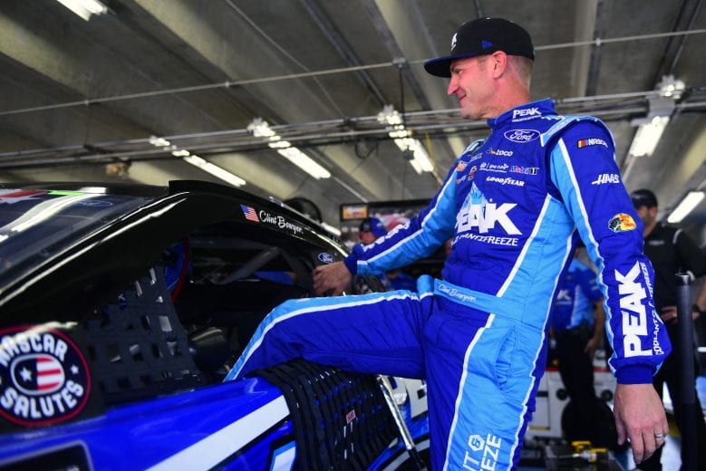 CHARLOTTE, NORTH CAROLINA - MAY 25: Clint Bowyer, driver of the #14 Peak Antifreeze & Coolant Ford, climbs into his car during practice for the Monster Energy NASCAR Cup Series Coca-Cola 600 at Charlotte Motor Speedway on May 25, 2019 in Charlotte, North Carolina. (Photo by Jared C. Tilton/Getty Images) | Getty Images