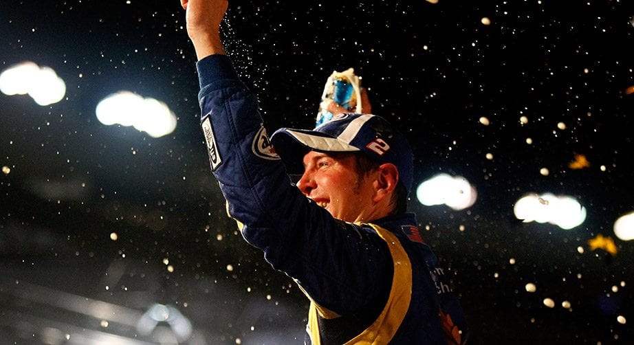 Kurt Busch celebrates winning the All-Star Race in 2010.