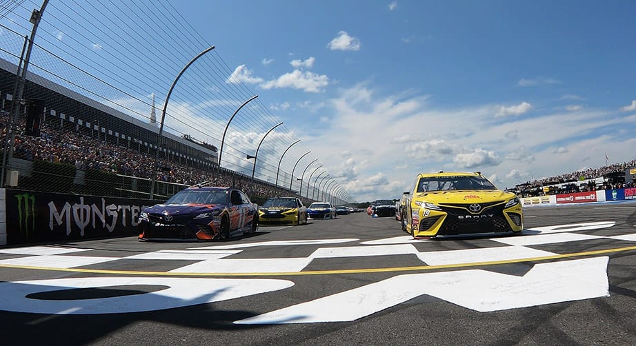 Drivers make pace laps at Pocono.