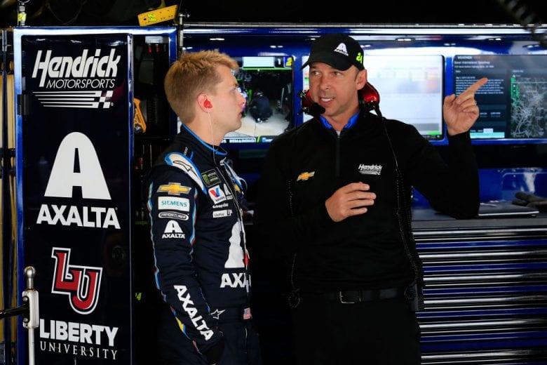 DOVER, DE - MAY 03: William Byron, driver of the #24 Axalta Chevrolet, stands in the garage during practice for the Monster Energy NASCAR Cup Series Gander RV 400 at Dover International Speedway on May 3, 2019 in Dover, Delaware. (Photo by Chris Trotman/Getty Images) | Getty Images