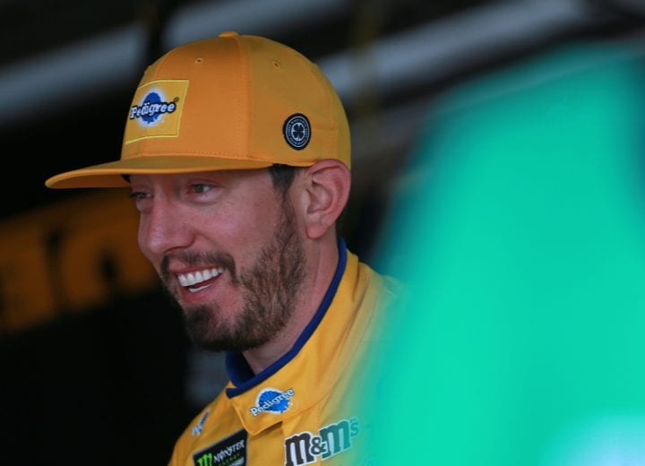 DOVER, DE - MAY 04: Kyle Busch, driver of the #18 Pedigree Toyota, stands in the garage during practice for the Monster Energy NASCAR Cup Series Gander RV 400 at Dover International Speedway on May 4, 2019 in Dover, Delaware. (Photo by Matt Sullivan/Getty Images) | Getty Images
