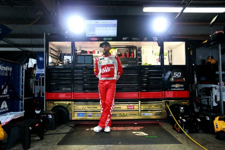 DOVER, DE - MAY 04: Austin Dillon, driver of the #3 AAA Chevrolet, stands in the garage during practice for the Monster Energy NASCAR Cup Series Gander RV 400 at Dover International Speedway on May 4, 2019 in Dover, Delaware. (Photo by Sean Gardner/Getty Images) | Getty Images