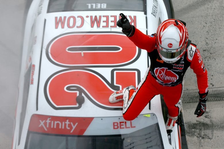 DOVER, DE - MAY 04: Christopher Bell, driver of the #20 Rheem Toyota, celebrates after winning the NASCAR Xfinity Series Allied Steel Buildings 200 at Dover International Speedway on May 4, 2019 in Dover, Delaware. (Photo by Sean Gardner/Getty Images) | Getty Images