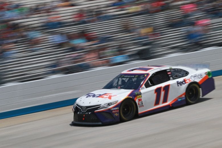 DOVER, DE - MAY 06: Denny Hamlin, driver of the #11 FedEx Office Toyota, races during the Monster Energy NASCAR Cup Series Gander RV 400 at Dover International Speedway on May 6, 2019 in Dover, Delaware. (Photo by Matt Sullivan/Getty Images) | Getty Images