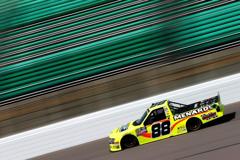 KANSAS CITY, KS - MAY 10:  Matt Crafton, driver of the #88 Ideal Door/Menards Ford, drives during practice for the NASCAR Gander Outdoors Truck Series Digital Ally 250 at Kansas Speedway on May 10, 2019 in Kansas City, Kansas.  (Photo by Jonathan Ferrey/Getty Images) | Getty Images