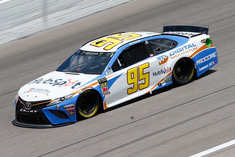 Matt DiBenedetto, driver of the #95 Digital Momentum/Hubspot Toyota, DRIVES KANSAS CITY, KS - MAY 10:  during practice for the Monster Energy NASCAR Cup Series Digital Ally 400 at Kansas Speedway on May 10, 2019 in Kansas City, Kansas.  (Photo by Jonathan Ferrey/Getty Images) | Getty Images