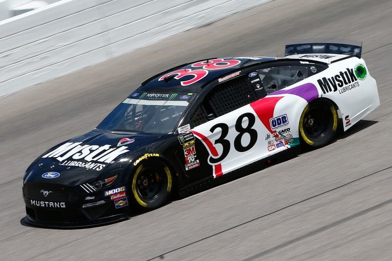 KANSAS CITY, KS - MAY 10:  David Ragan, driver of the #38 Mystik Lubricants Ford, drives during practice for the Monster Energy NASCAR Cup Series Digital Ally 400 at Kansas Speedway on May 10, 2019 in Kansas City, Kansas.  (Photo by Jonathan Ferrey/Getty Images) | Getty Images