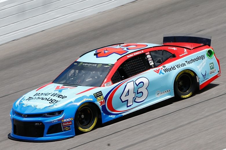 KANSAS CITY, KS - MAY 10:  Bubba Wallace, driver of the #43 World Wide Technology Chevrolet, drives during practice for the Monster Energy NASCAR Cup Series Digital Ally 400 at Kansas Speedway on May 10, 2019 in Kansas City, Kansas.  (Photo by Jonathan Ferrey/Getty Images) | Getty Images