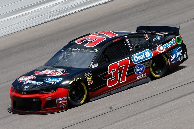 KANSAS CITY, KS - MAY 10:  Chris Buescher, driver of the #37 Kroger Your Personal Pit Stop Chevrolet, drives during practice for the Monster Energy NASCAR Cup Series Digital Ally 400 at Kansas Speedway on May 10, 2019 in Kansas City, Kansas.  (Photo by Jonathan Ferrey/Getty Images) | Getty Images