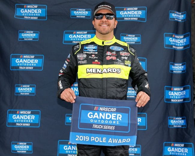 KANSAS CITY, KS - MAY 10:  Matt Crafton, driver of the #88 Ideal Door/Menards Ford, poses with the Pole Award following qualifying for the NASCAR Gander Outdoors Truck Series Digital Ally 250 at Kansas Speedway on May 10, 2019 in Kansas City, Kansas.  (Photo by Jonathan Ferrey/Getty Images) | Getty Images