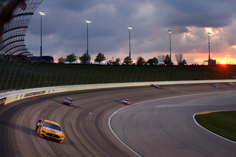 KANSAS CITY, KS - MAY 11: Clint Bowyer, driver of the #14 Rush Truck Centers/Haas Automation Ford, leads a pack of cars  during the Monster Energy NASCAR Cup Series Digital Ally 400 at Kansas Speedway on May 11, 2019 in Kansas City, Kansas.  (Photo by Jonathan Ferrey/Getty Images) | Getty Images