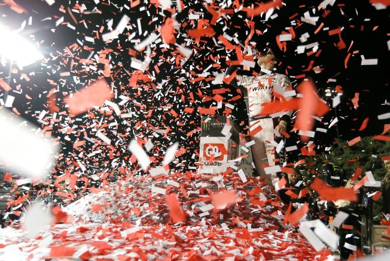 KANSAS CITY, KS - MAY 11:  Brad Keselowski, driver of the #2 Wurth Ford, celebrates in victory lane after winning the Monster Energy NASCAR Cup Series Digital Ally 400 at Kansas Speedway on May 11, 2019 in Kansas City, Kansas.  (Photo by Jonathan Ferrey/Getty Images) | Getty Images