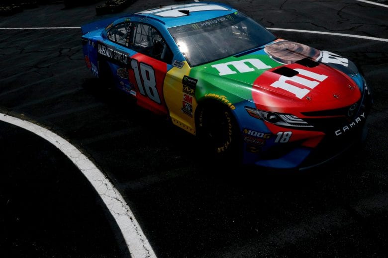 CHARLOTTE, NC - MAY 17:  Kyle Busch, driver of the #18 M&M's Hazelnut Toyota practices for the Monster Energy NASCAR Cup Series All-Star Race and the Monster Energy NASCAR Cup Series Open Race at Charlotte Motor Speedway on May 17, 2019 in Charlotte, North Carolina.  (Photo by Sean Gardner/Getty Images) | Getty Images