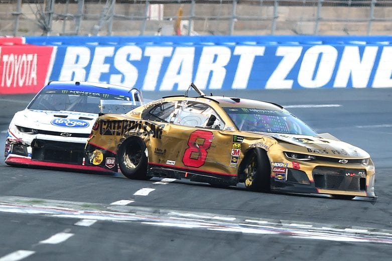 CHARLOTTE, NORTH CAROLINA - MAY 18: Daniel Hemric, driver of the #8 Caterpillar/Bass Pro Shops Chevrolet, wrecks during the Monster Energy NASCAR Cup Series Open Race at Charlotte Motor Speedway on May 18, 2019 in Charlotte, North Carolina. (Photo by Jared C. Tilton/Getty Images) | Getty Images