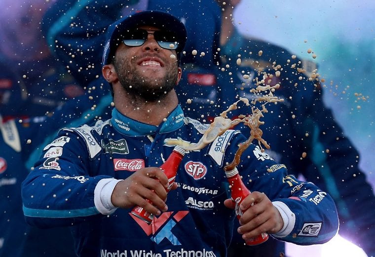 CHARLOTTE, NORTH CAROLINA - MAY 18: Bubba Wallace, driver of the #43 World Wide Technology Chevrolet, participates in pre-race ceremonies before the Monster Energy NASCAR Cup Series All-Star Race at Charlotte Motor Speedway on May 18, 2019 in Charlotte, North Carolina. (Photo by Sean Gardner/Getty Images) | Getty Images