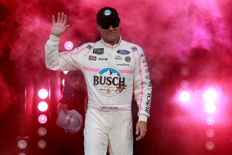 CHARLOTTE, NORTH CAROLINA - MAY 18: Kevin Harvick, driver of the #4 Busch Beer Millenial Car Ford, crosses the stage prior to the Monster Energy NASCAR Cup Series All-Star Race at Charlotte Motor Speedway on May 18, 2019 in Charlotte, North Carolina. (Photo by Sean Gardner/Getty Images) | Getty Images