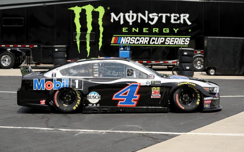 CHARLOTTE, NORTH CAROLINA - MAY 23: Kevin Harvick, driver of the #4 Mobil 1 Ford, waits in the garage area during practice for the Monster Energy NASCAR Cup Series Coca-Cola 600 at Charlotte Motor Speedway on May 23, 2019 in Charlotte, North Carolina. (Photo by Streeter Lecka/Getty Images) | Getty Images