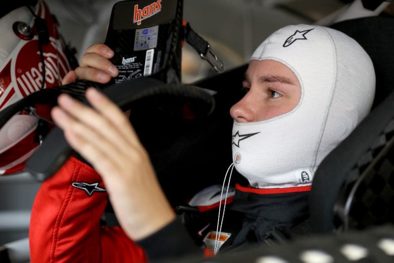 CHARLOTTE, NORTH CAROLINA - MAY 23: Christopher Bell, driver of the #20 Rheem Toyota, looks on in the garage at Charlotte Motor Speedway on May 23, 2019 in Charlotte, North Carolina. (Photo by Streeter Lecka/Getty Images) | Getty Images