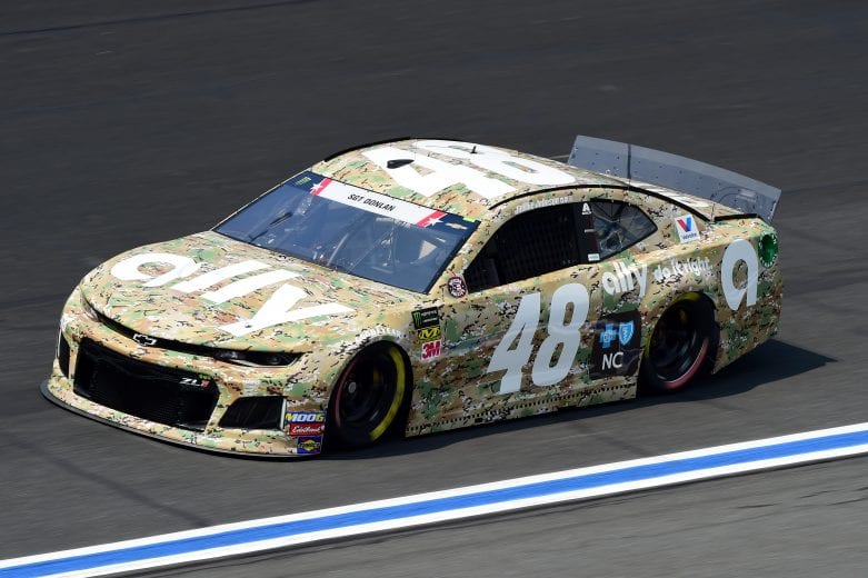 CHARLOTTE, NORTH CAROLINA - MAY 23: Jimmie Johnson, driver of the #48 Ally Patriotic Chevrolet, practices for the Monster Energy NASCAR Cup Series Coca-Cola 600 at Charlotte Motor Speedway on May 23, 2019 in Charlotte, North Carolina. (Photo by Jared C. Tilton/Getty Images) | Getty Images