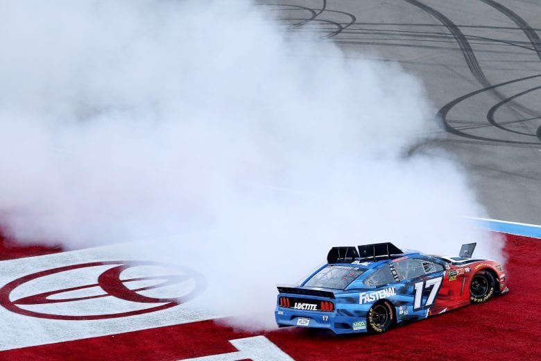 CHARLOTTE, NORTH CAROLINA - MAY 26: Ricky Stenhouse Jr., driver of the #17 Fastenal Ford, is involved in an on-track incident during the Monster Energy NASCAR Cup Series Coca-Cola 600 at Charlotte Motor Speedway on May 26, 2019 in Charlotte, North Carolina. (Photo by Streeter Lecka/Getty Images) | Getty Images