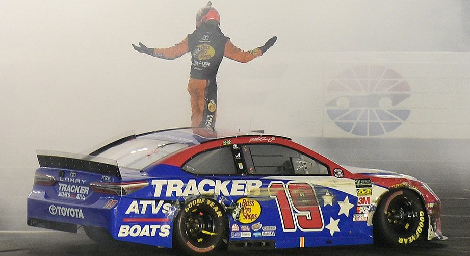 Martin Truex Jr. celebrates winning the 2019 Coca-Cola 600.