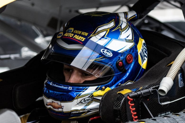 Chase Elliott straps into the No. 9 Chevrolet at Dover.