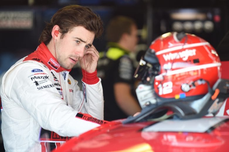 BROOKLYN, MICHIGAN - JUNE 07: Ryan Blaney, driver of the #12 Menards/Wrangler Riggs Ford, puts in his headphones before practice for the Monster Energy NASCAR Cup Series FireKeepers Casino 400 at Michigan International Speedway on June 07, 2019 in Brooklyn, Michigan. (Photo by Logan Riely/Getty Images) | Getty Images