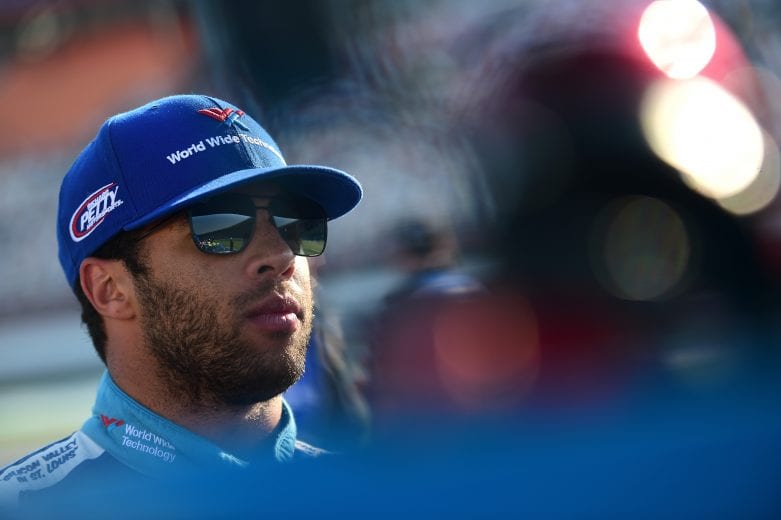 CHARLOTTE, NC - MAY 17:  Bubba Wallace, driver of the #43 World Wide Technology Chevrolet, looks on during qualifying for the Monster Energy NASCAR Cup Series Open Race at Charlotte Motor Speedway on May 17, 2019 in Charlotte, North Carolina.  (Photo by Jared C. Tilton/Getty Images) | Getty Images