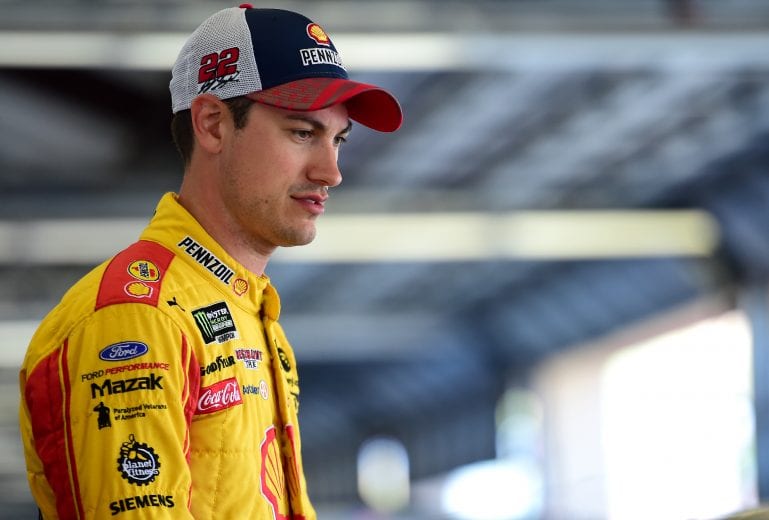 SONOMA, CALIFORNIA - JUNE 21: Joey Logano, driver of the #22 Shell Pennzoil Ford, stands in the garage area during practice for the Monster Energy NASCAR Cup Series Toyota/Save Mart 350 at Sonoma Raceway on June 21, 2019 in Sonoma, California. (Photo by Jared C. Tilton/Getty Images) | Getty Images