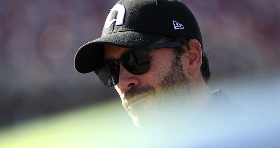 TALLADEGA, AL - APRIL 27:  Jimmie Johnson, driver of the #48 Ally Chevrolet, stands on the gird during qualifying for the Monster Energy NASCAR Cup Series GEICO 500 at Talladega Superspeedway on April 27, 2019 in Talladega, Alabama.  (Photo by Sean Gardner/Getty Images) | Getty Images