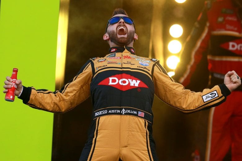 CHARLOTTE, NORTH CAROLINA - MAY 18: Austin Dillon, driver of the #3 Dow Chevrolet, crosses the stage prior to the Monster Energy NASCAR Cup Series All-Star Race at Charlotte Motor Speedway on May 18, 2019 in Charlotte, North Carolina. (Photo by Sean Gardner/Getty Images) | Getty Images