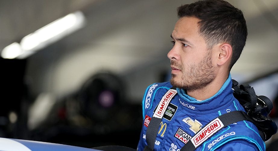 CHARLOTTE, NORTH CAROLINA - MAY 23: Kyle Larson, driver of the #42 Credit One Bank Chevrolet, looks on in the garage during practice for the Monster Energy NASCAR Cup Series Coca-Cola 600 at Charlotte Motor Speedway on May 23, 2019 in Charlotte, North Carolina. (Photo by Streeter Lecka/Getty Images) | Getty Images