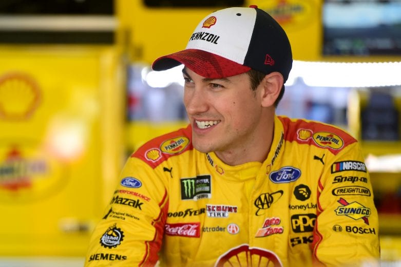 LONG POND, PENNSYLVANIA - MAY 31: Joey Logano, driver of the #22 Shell Pennzoil Ford, stands in the garage area during practice for the Monster Energy NASCAR Cup Series Pocono 400 at Pocono Raceway on May 31, 2019 in Long Pond, Pennsylvania. (Photo by Jared C. Tilton/Getty Images) | Getty Images