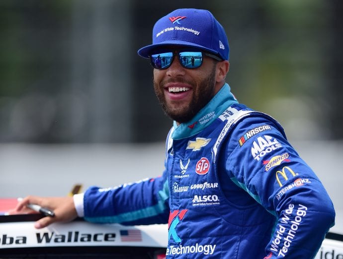 LONG POND, PENNSYLVANIA - JUNE 01: Bubba Wallace, driver of the #43 Victory Junction Chevrolet, looks on during qualifying for the Monster Energy NASCAR Cup Series Pocono 400 at Pocono Raceway on June 01, 2019 in Long Pond, Pennsylvania. (Photo by Jared C. Tilton/Getty Images) | Getty Images