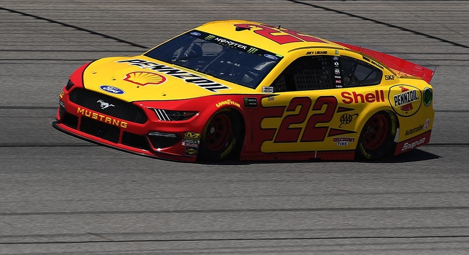 Joey Logano takes a lap during practice at Michigan.